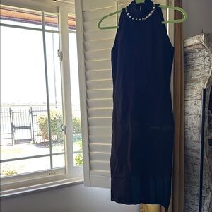 Black Pearl-Embellished Halter Midi Dress - Women